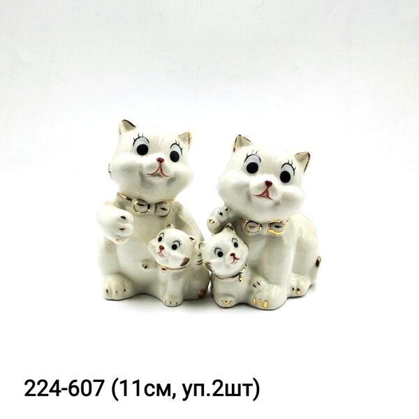 Кот с котенком Бант фарфор уп2 0199