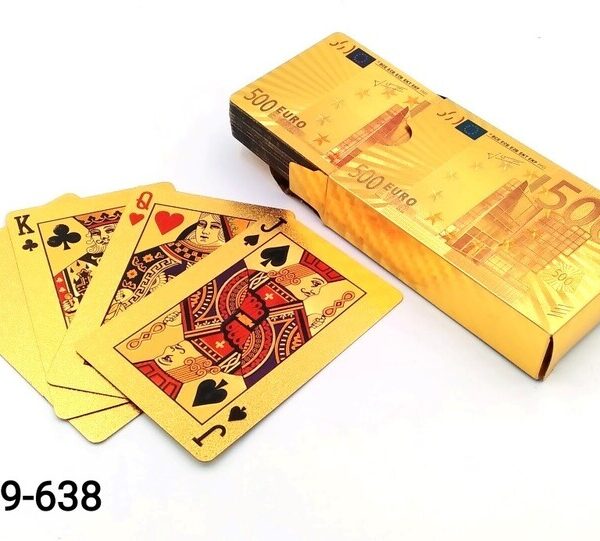 Карты игральные 54л Покер пластик зол евро PK-005