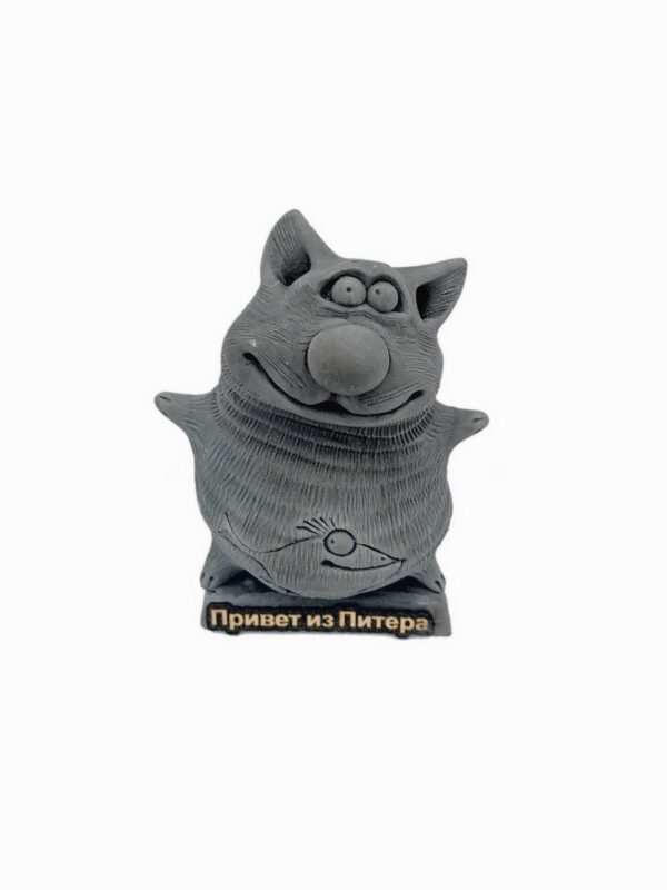 Статуэтка Привет из Питера Кот с рисунком рыбы сер /КМ/